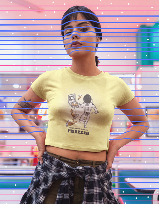Ultimate Pizza Lover| Butter Yellow Crop Top For Women